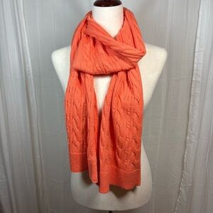 Talbots Cotton Blend Cable‎ Knit Scarf Salmon Orange